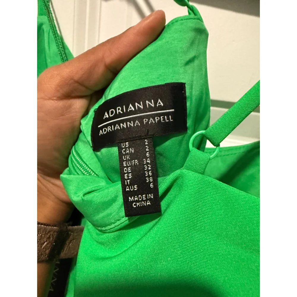 Women's Adrianna Papell Green Fringe Midi Dress Size 2 - Picture 7 of 8